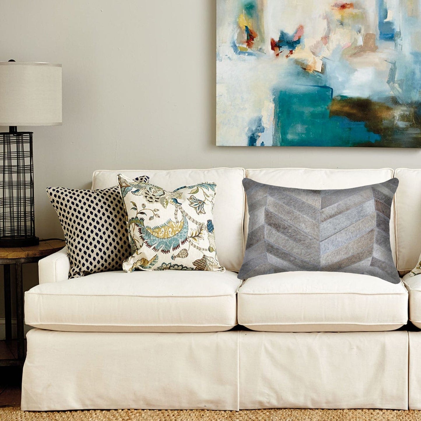 12" X 20" X 5" Grey  Pillow