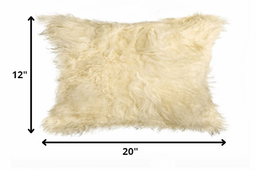 12" X 20" X 5" Natural Sheepskin  Pillow