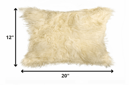 12" X 20" X 5" Natural Sheepskin  Pillow