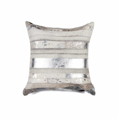 18" X 18" X 5" Gray And Silver  Pillow