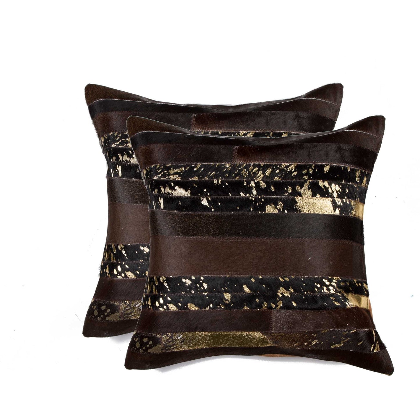 18" X 18" X 5" Gold And Chocolate Quattro  Pillow 2 Pack