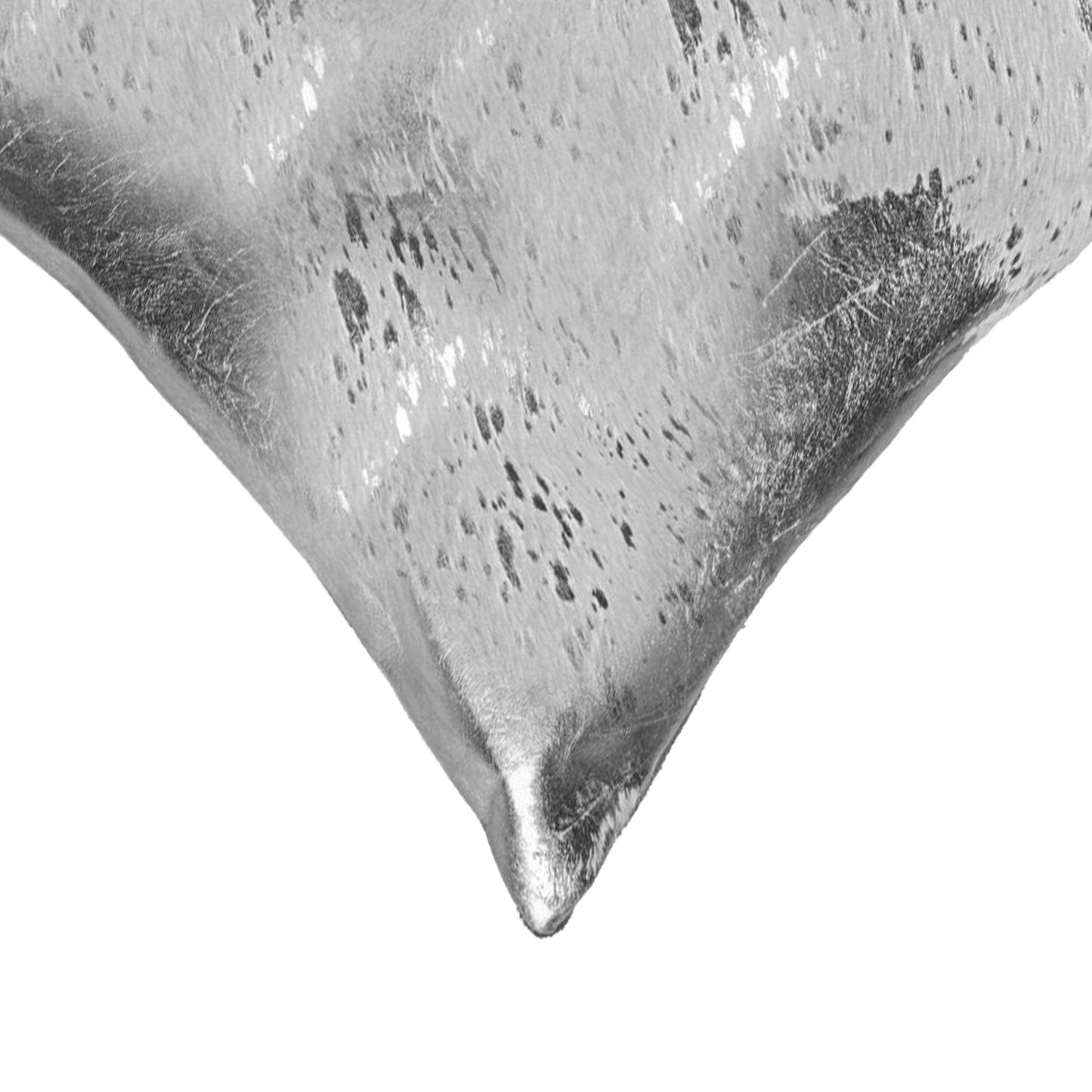 18" X 18" X 5" Gray And Silver Cowhide  Pillow