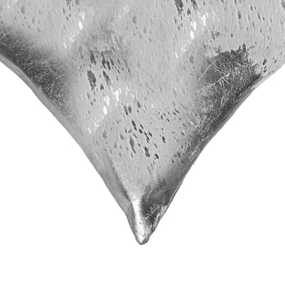 18" X 18" X 5" Gray And Silver Cowhide  Pillow