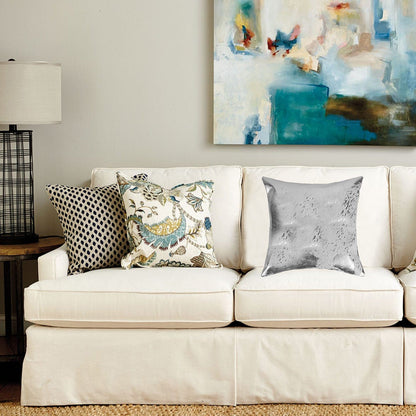 18" X 18" X 5" Gray And Silver Cowhide  Pillow