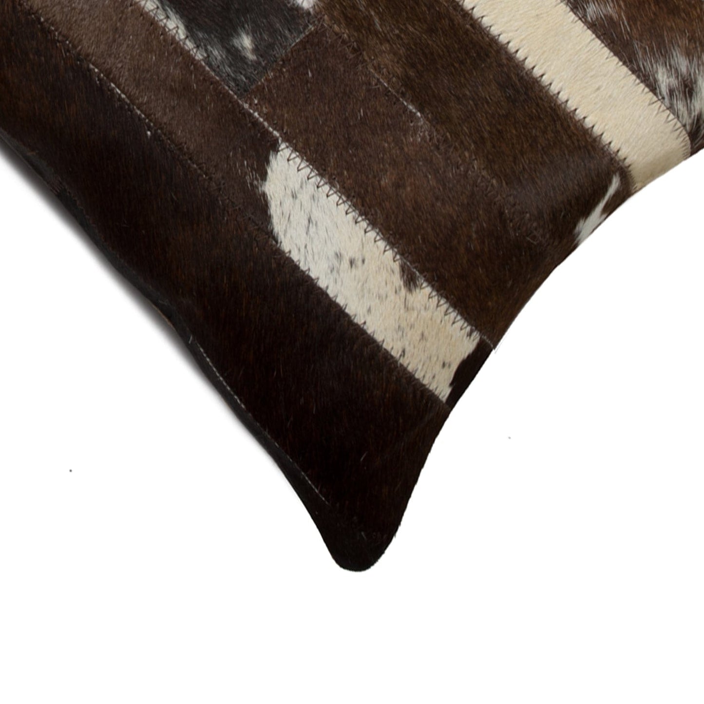 12" X 20" X 5" White And Brown Cowhide  Pillow