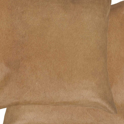 18" X 18" X 5" Tan Cowhide  Pillow 2 Pack