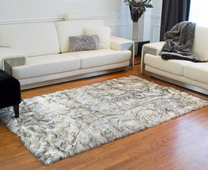5' X 8' Ombre Gray Faux Sheepskin Rug