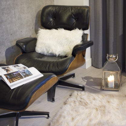 Off White Faux Fur Solid Color Throw Pillow