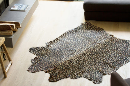 60" X 84" Chocolate And Gold Cowhide - Area Rug