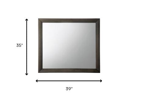 Gray Oak Wooden Rectangular Mirror