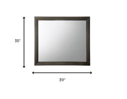 Gray Oak Wooden Rectangular Mirror