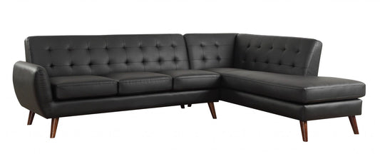 111" X 80" X 33" Black Pu Sectional Sofa