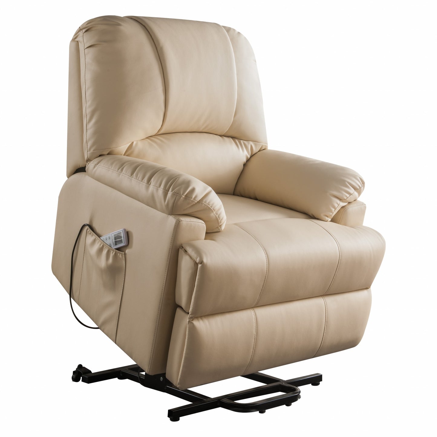 34" X 37" X 41" Black Leatherette Power Lift Massage Recliner