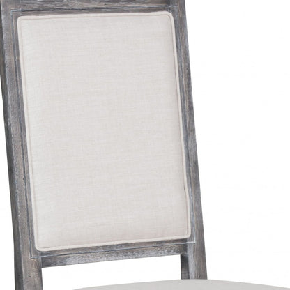 Set Of 2 Dining Chairs Weathered Gray Rubberwood Legs Seat Solid Back