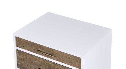 White And Distressed Oak Three Drawer Nightstand