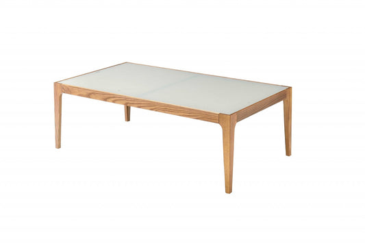 43" X 24" X 15" Natural And Frost Glass Coffee Table