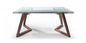 63 X 35 X 30 Walnut Glass Stainless Steel Extendable Dining Table