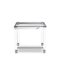 Side Table 10 Mm Tempered Clear Glass Top Polished Stainless Steel Frame Acrylic Legs