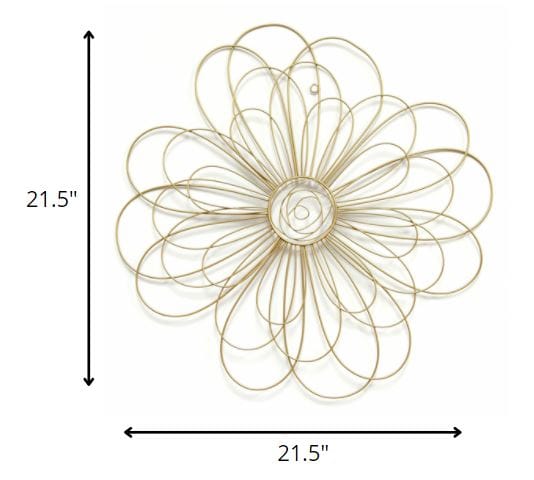 Shimmering Gold Metal Flower Wall Decor