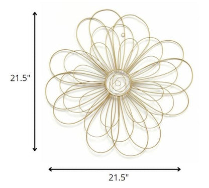 Shimmering Gold Metal Flower Wall Decor