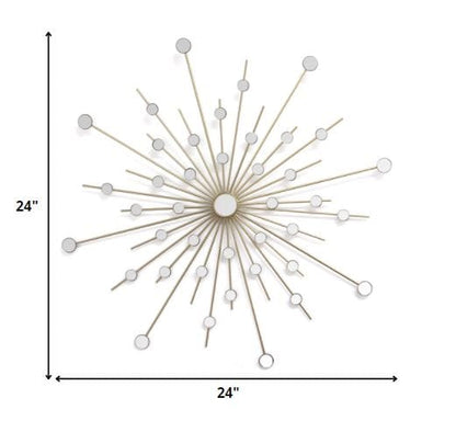 Shimmering Gold Metal Mirror Burst Wall Decor