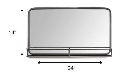24 Chic Rectangular Gunmetal Framed Mirror With Shelf
