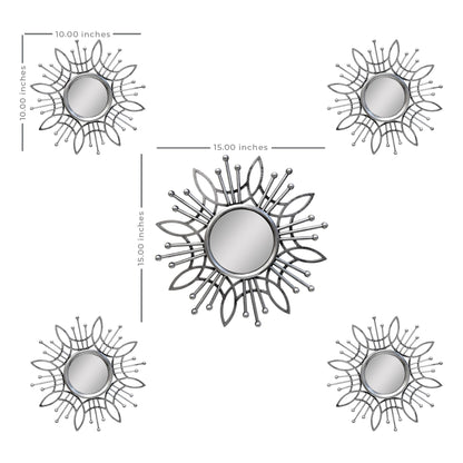 15.5 Round Silver Burst Metal Framed Wall Mirror