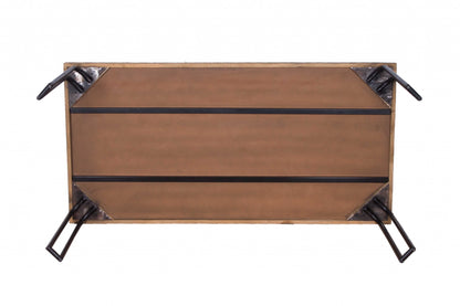 Natural Black 6 Wood 3 Iron Large Dining Table