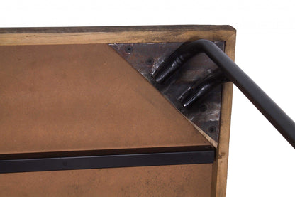 Natural Black 6 Wood 3 Iron Large Dining Table