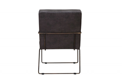 Ergonomic Grey Faux Leather Modern Arm Chair