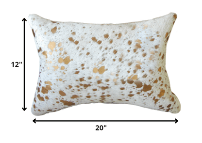 12" X 20" X 5" Impressive Natural And Gold Torino Kobe Cowhide  Pillow