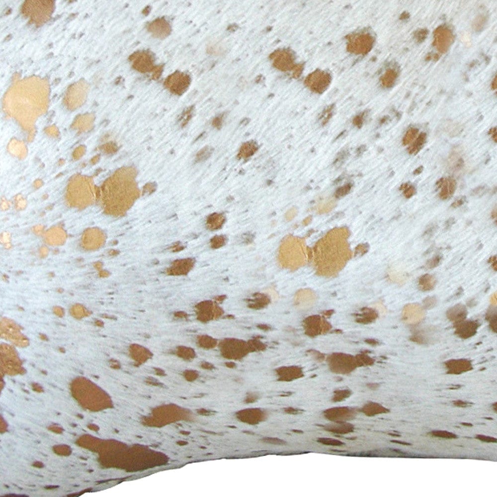 12" X 20" X 5" Impressive Natural And Gold Torino Kobe Cowhide  Pillow