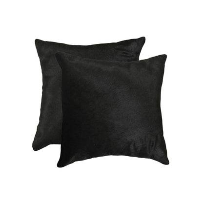 18" X 18" X 5" Black Torino Cowhide  Pillow 2 Pack