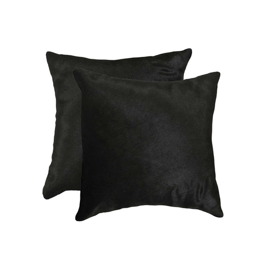 18" X 18" X 5" Black Torino Cowhide  Pillow 2 Pack