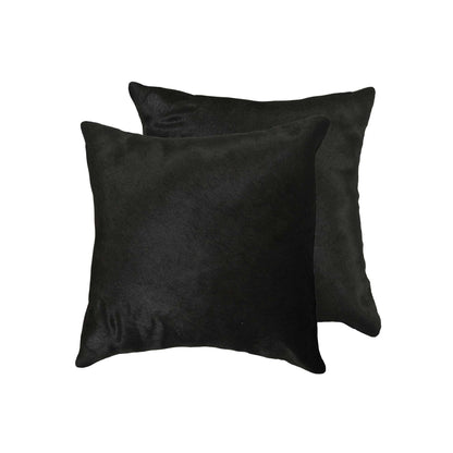 18" X 18" X 5" Black Torino Cowhide  Pillow 2 Pack