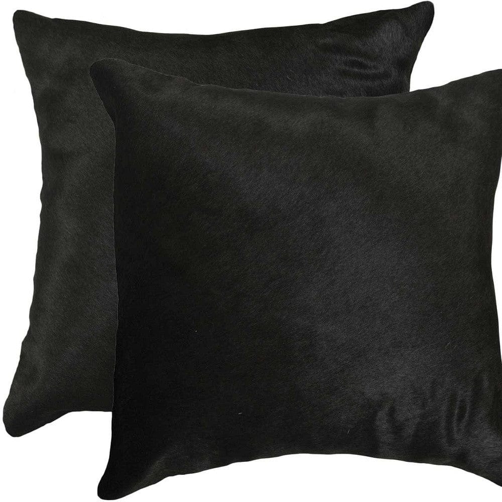 18" X 18" X 5" Black Torino Cowhide  Pillow 2 Pack