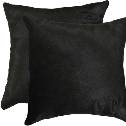 18" X 18" X 5" Black Torino Cowhide  Pillow 2 Pack