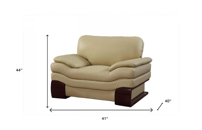44" Dazzling Beige Leather Chair