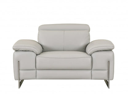 31" Light Grey Tasteful Leather Chair