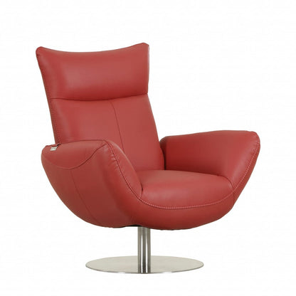 43" White Contemporary Leather Lounge Chair