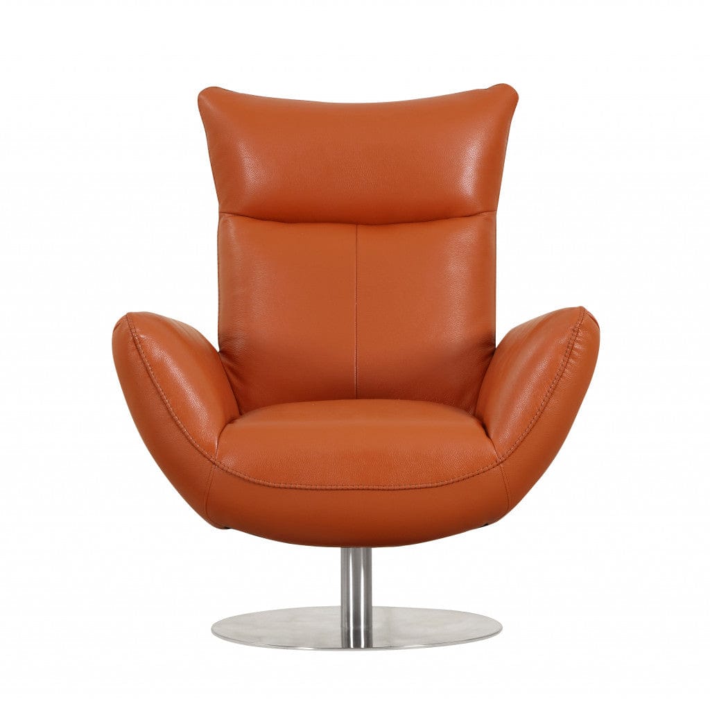 43" White Contemporary Leather Lounge Chair
