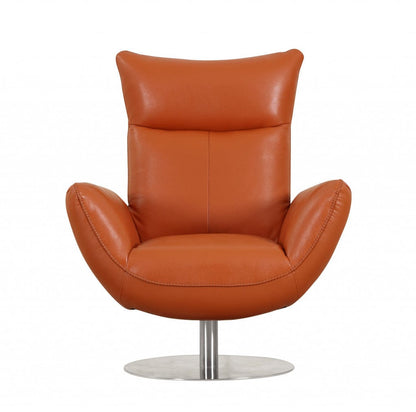 43" White Contemporary Leather Lounge Chair