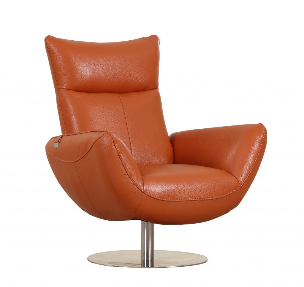 43" White Contemporary Leather Lounge Chair
