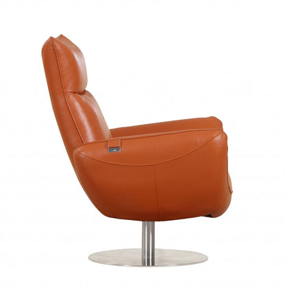 43" White Contemporary Leather Lounge Chair