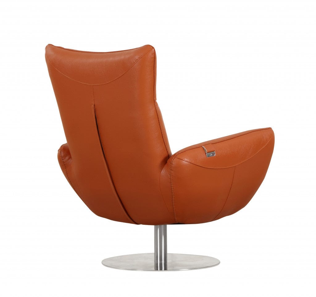 43" White Contemporary Leather Lounge Chair