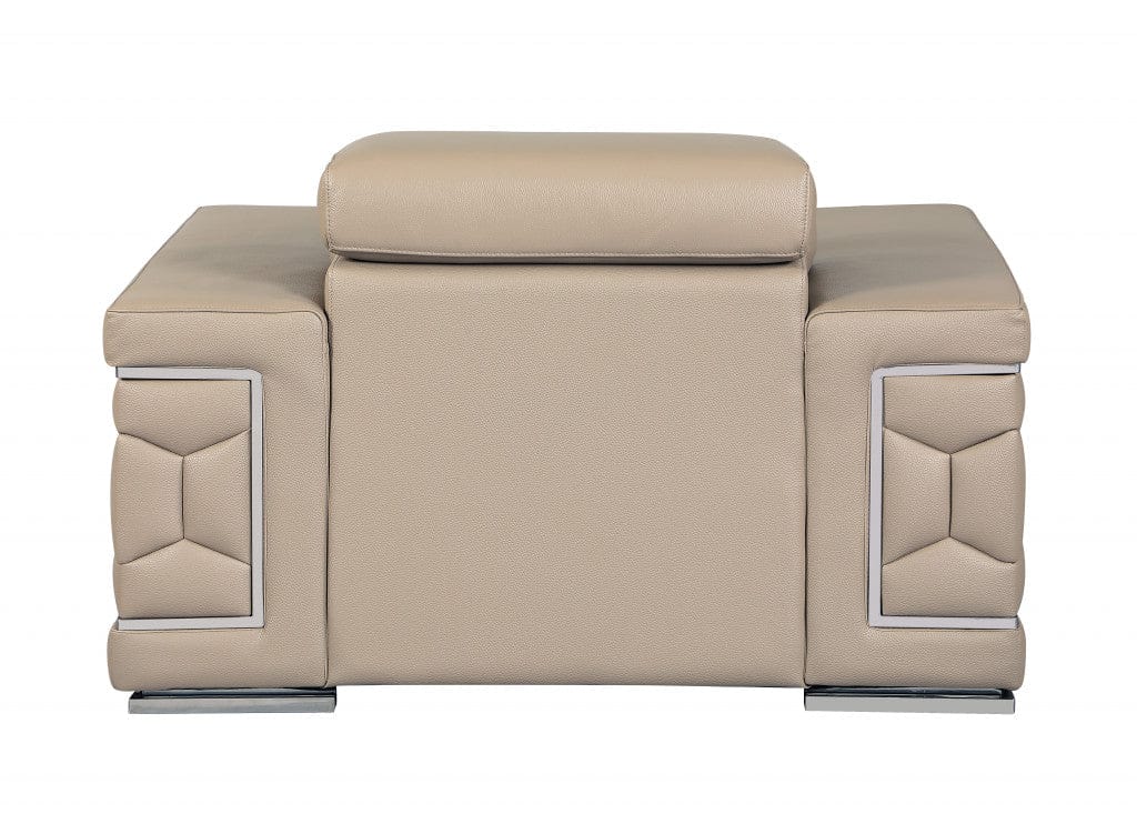 29To 38" Modern Beige Leather Chair