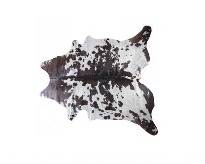72" X 84" White And Black Cowhide  Rug