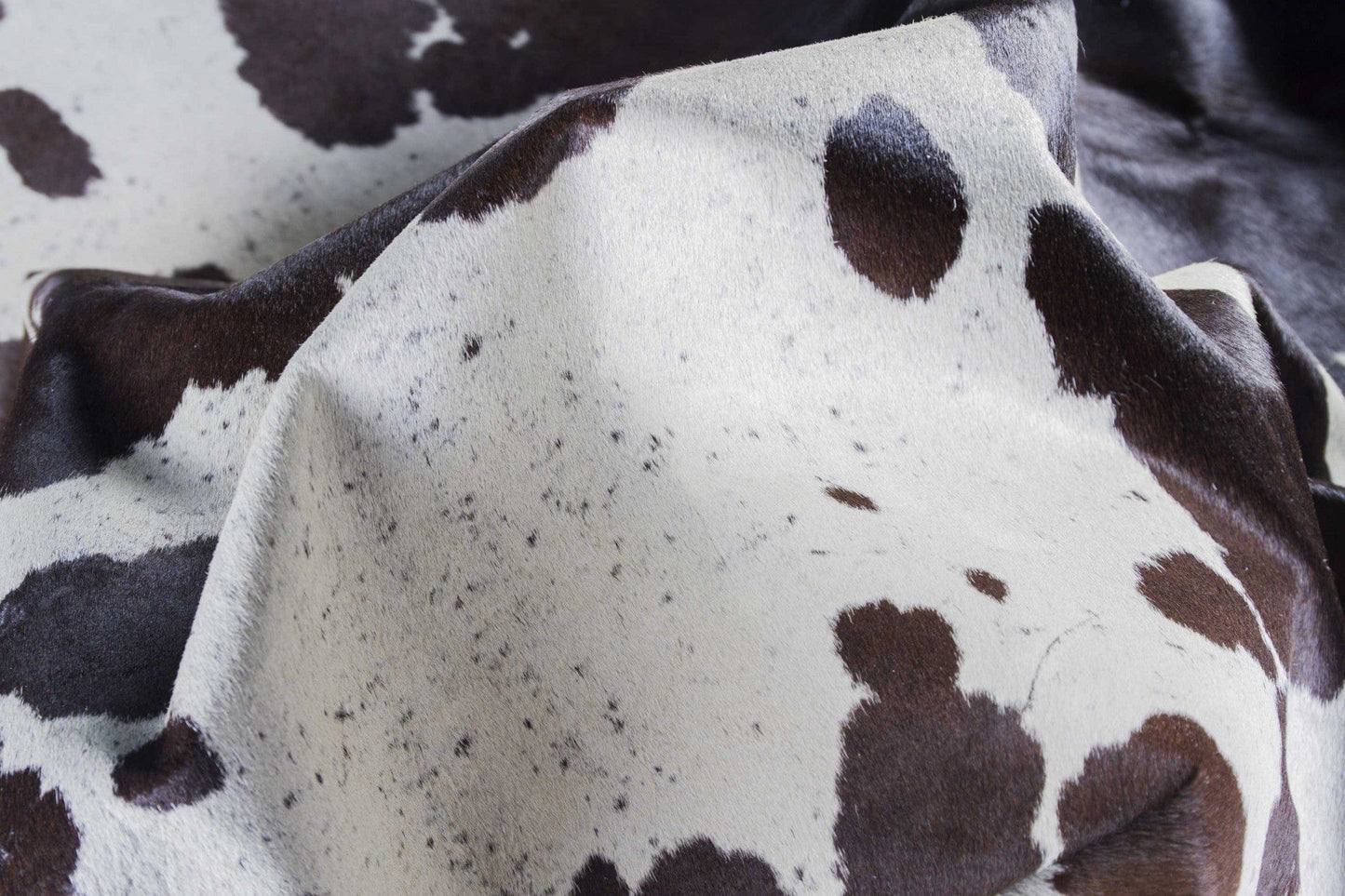 72" X 84" White And Black Cowhide  Rug