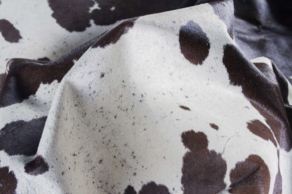 72" X 84" White And Black Cowhide  Rug