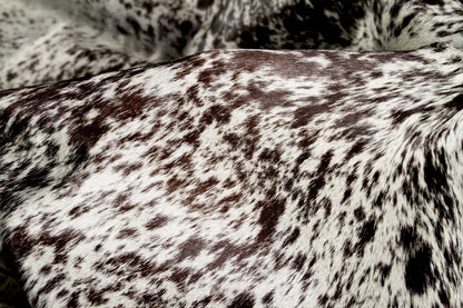 72" X 84" White And Brown Cowhide  Rug